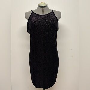 Wild Fable Black skinny strap Dress MIDI sparkles, stretchy knit Glitter Rainbow